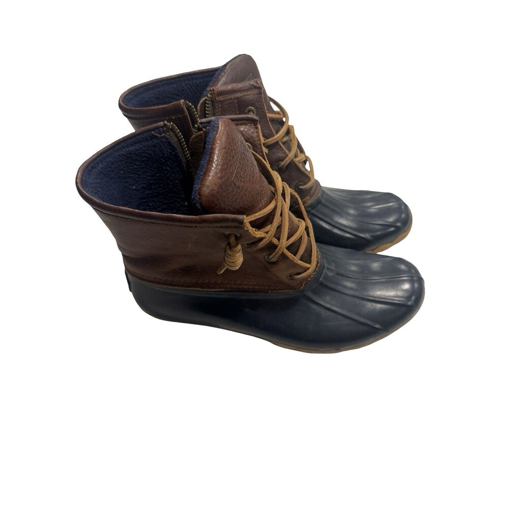Sperry Women’s Saltwater Duck Boots STS91175 Tan Navy Size 9 Waterproof